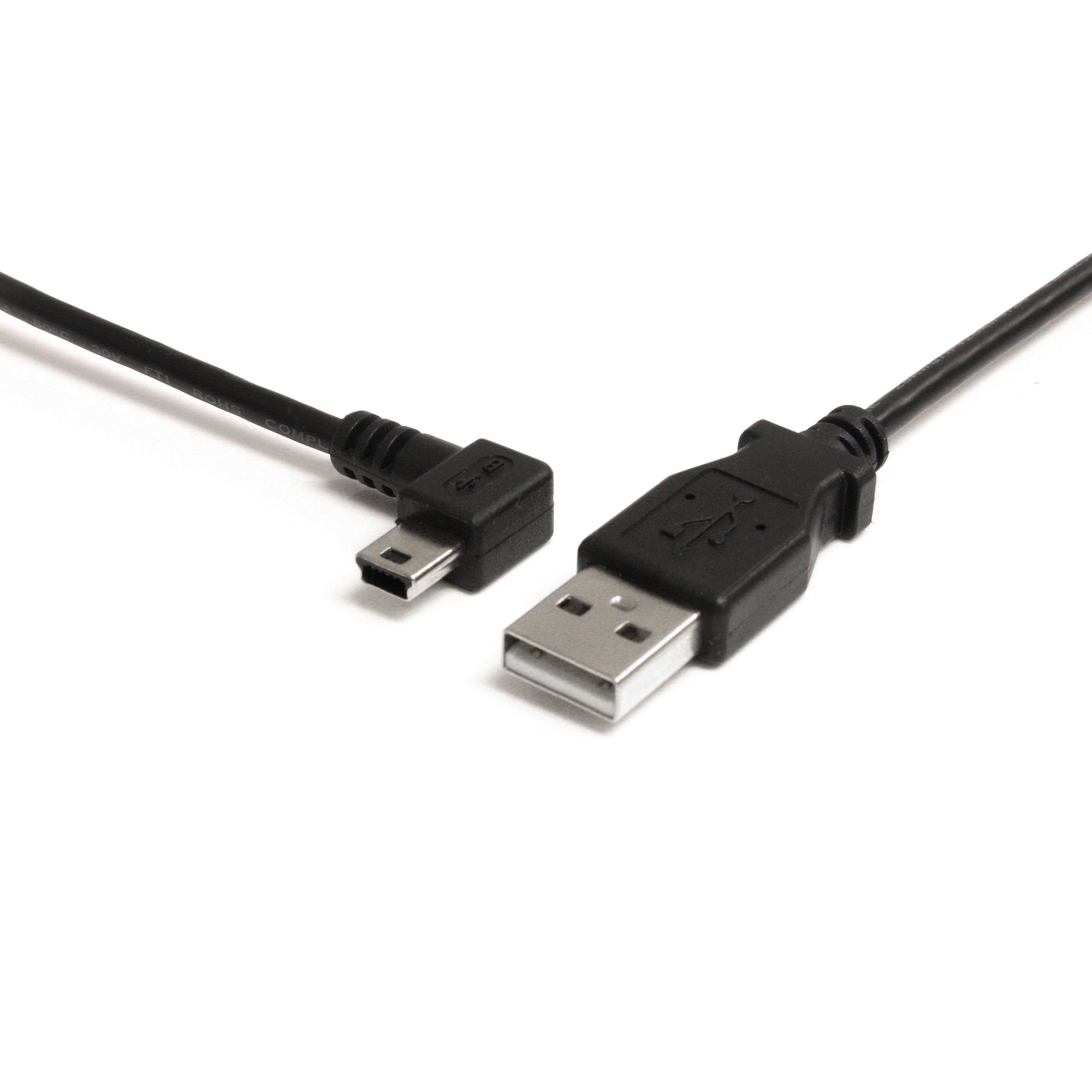 3FT LEFT ANGLE MINI USB CABLE   USB 2.0 A TO MINI B CHARGING CORD