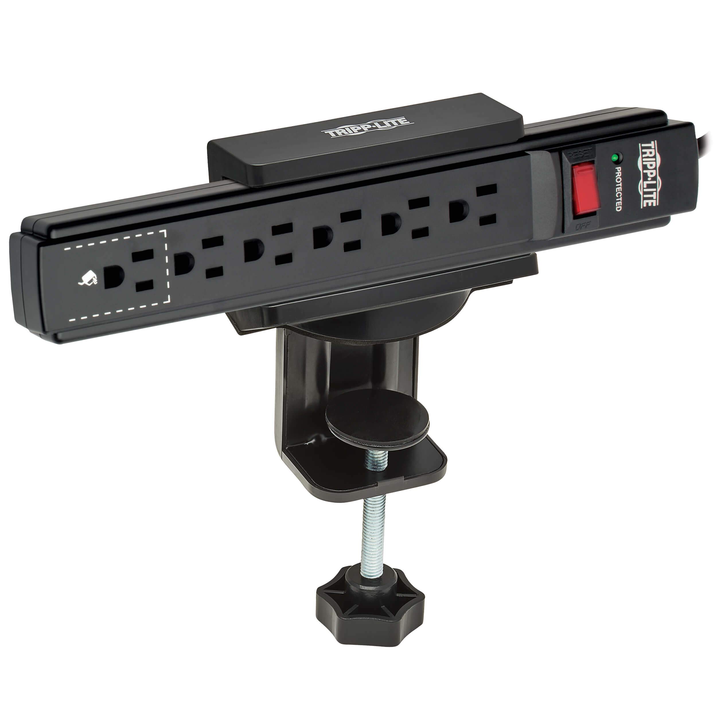 CLAMP-ON POWER STRIP HOLDER     SURGE PROTECTOR BLACK