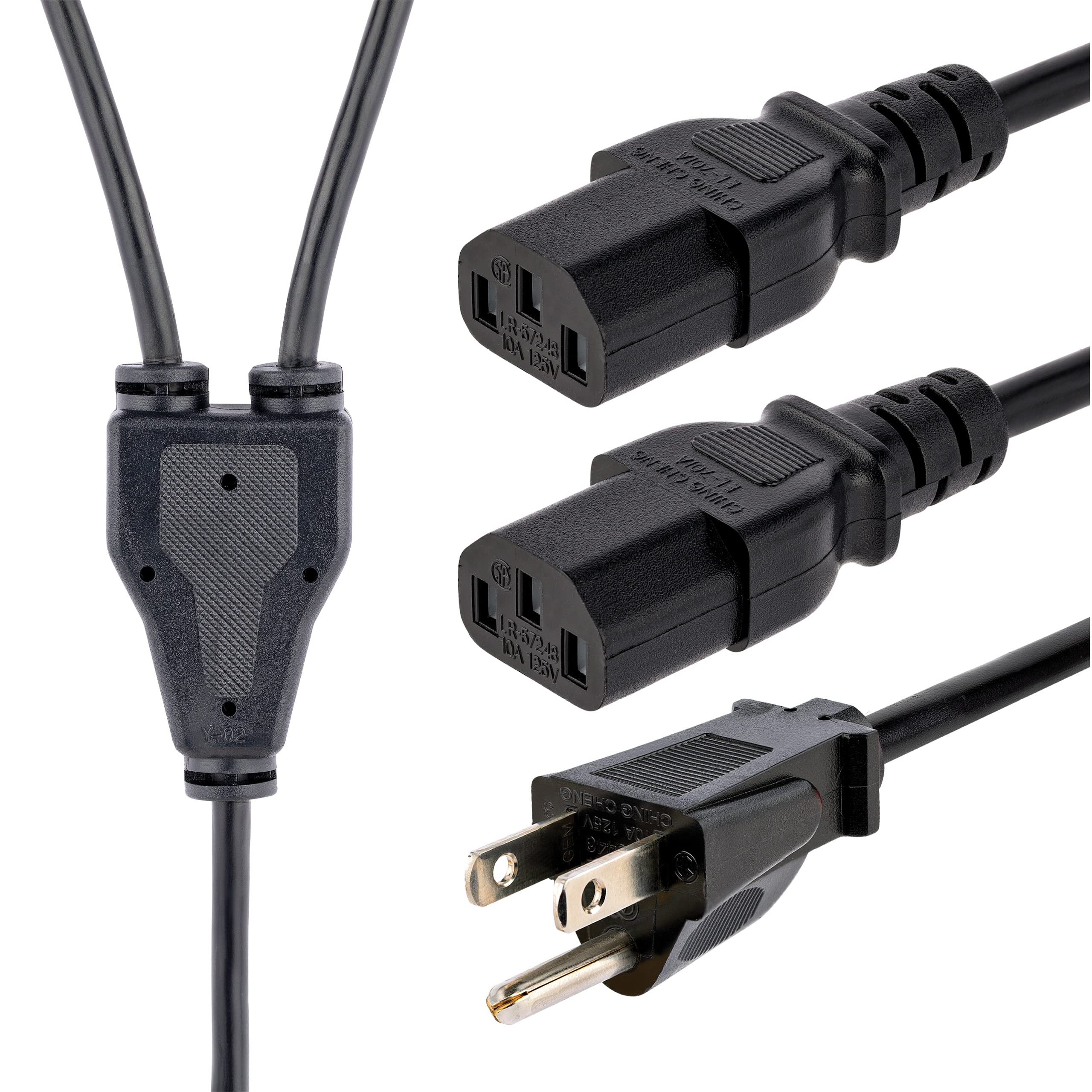 10FT COMPUTER POWER CORD NEMA   5-15P TO DUAL C13 Y POWER CABLE