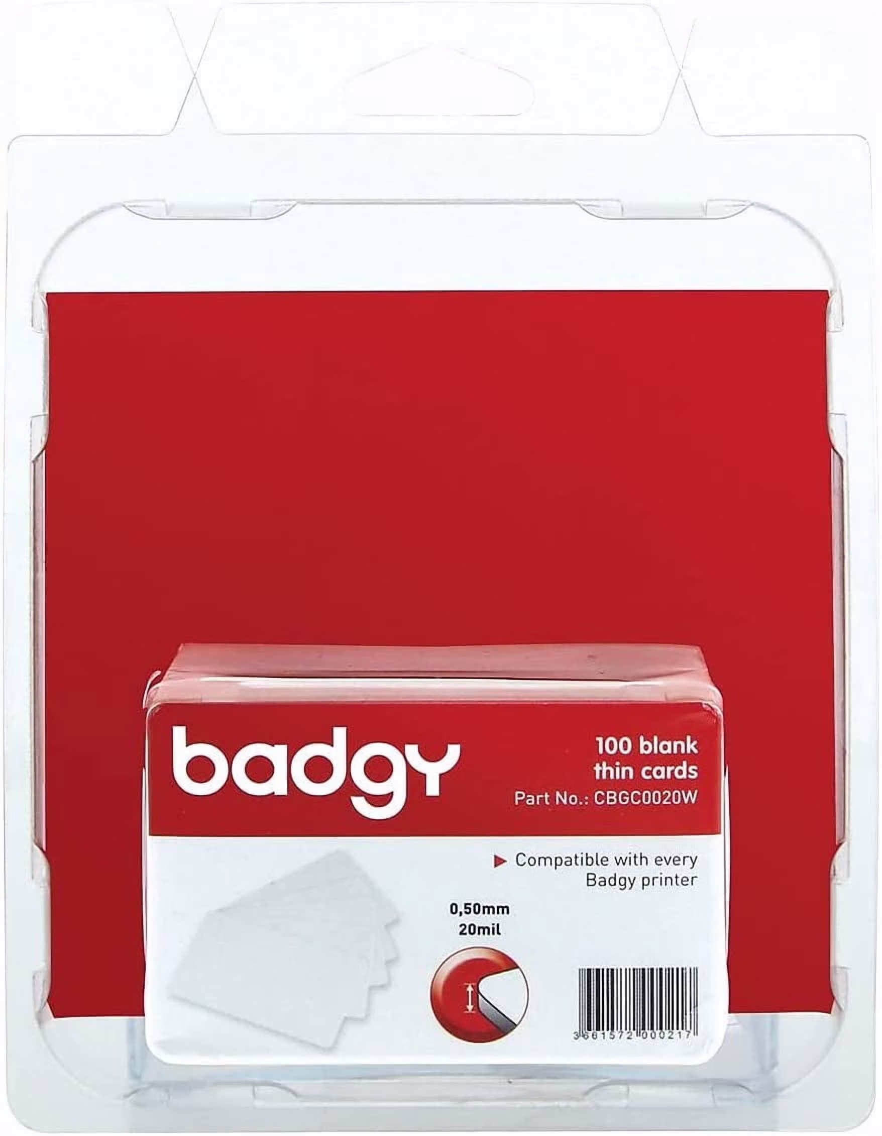 BADGY 20 MIL THIN CARDS 20 MIL  PLASTIC CARDS QTY 100