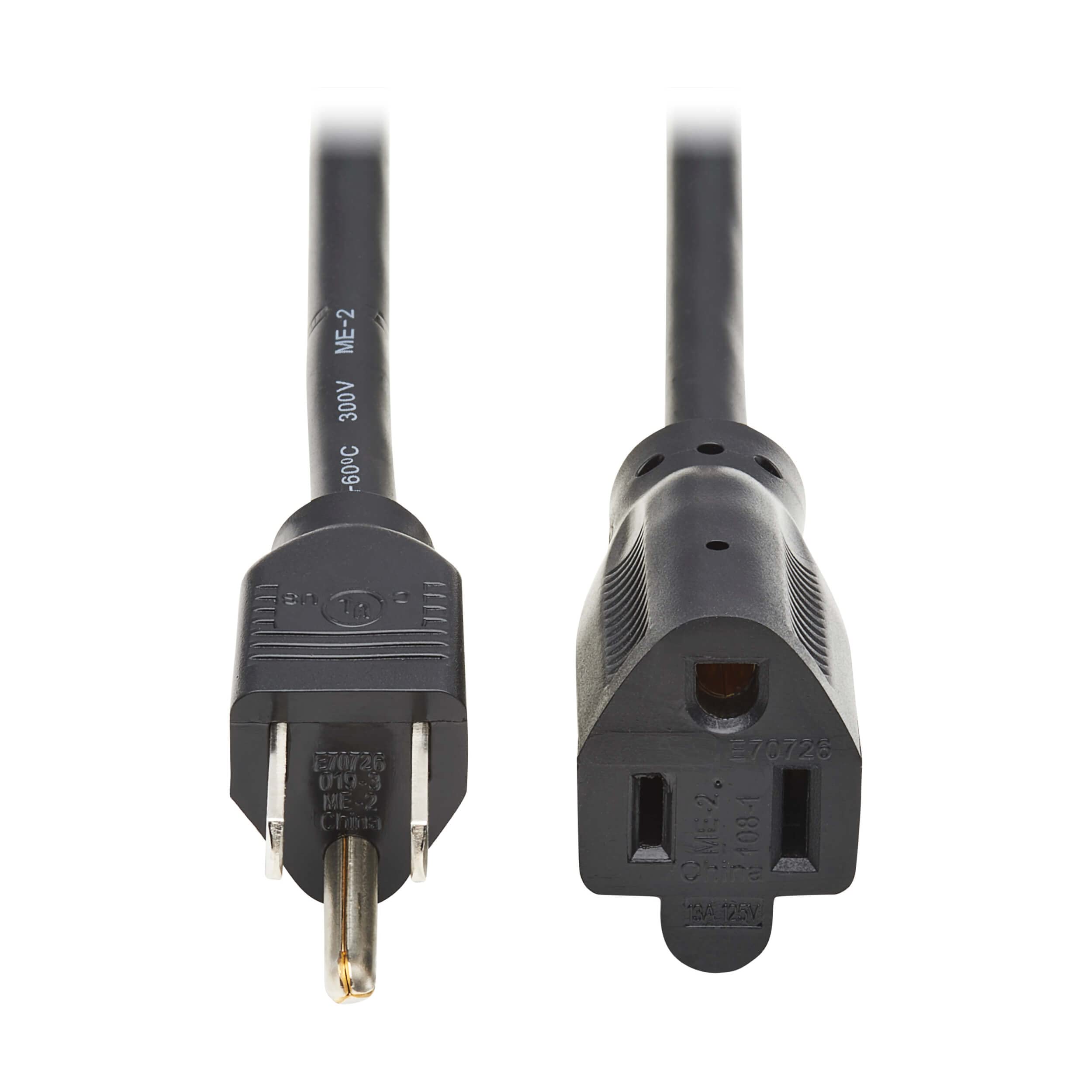 3FT POWER EXTENSION CORD 5-15P  TO 5-15R 13A 120V 16 AWG BLACK