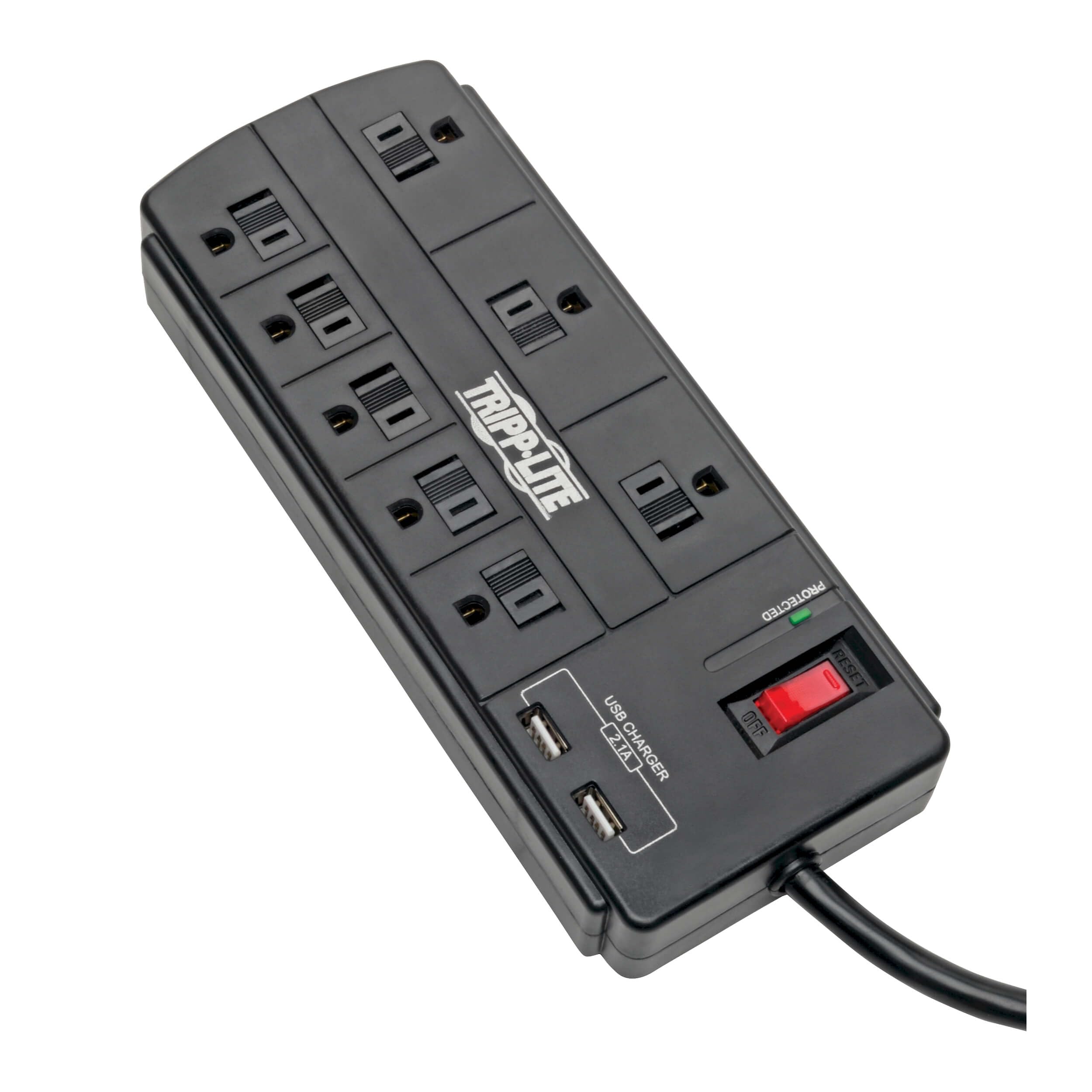 8OUT SURGE PROTECTOR 1200 J     2 USB CHARGING PORT 8FT CORD BLACK