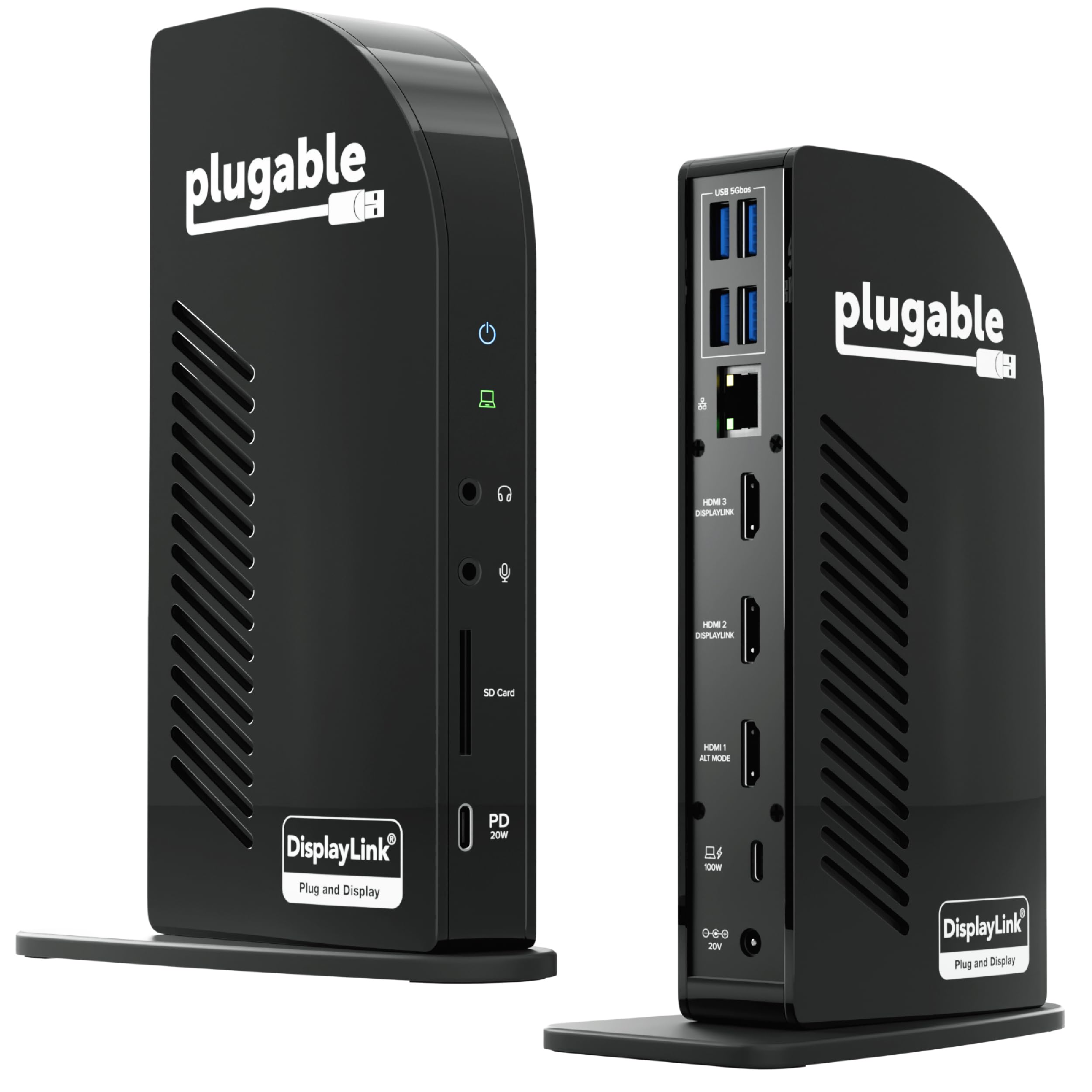 PLUGABLE USB-C TRIPLE MONITOR DOCKING STATION, 100W, WINDOWS, MAC, CHROME (3X HD