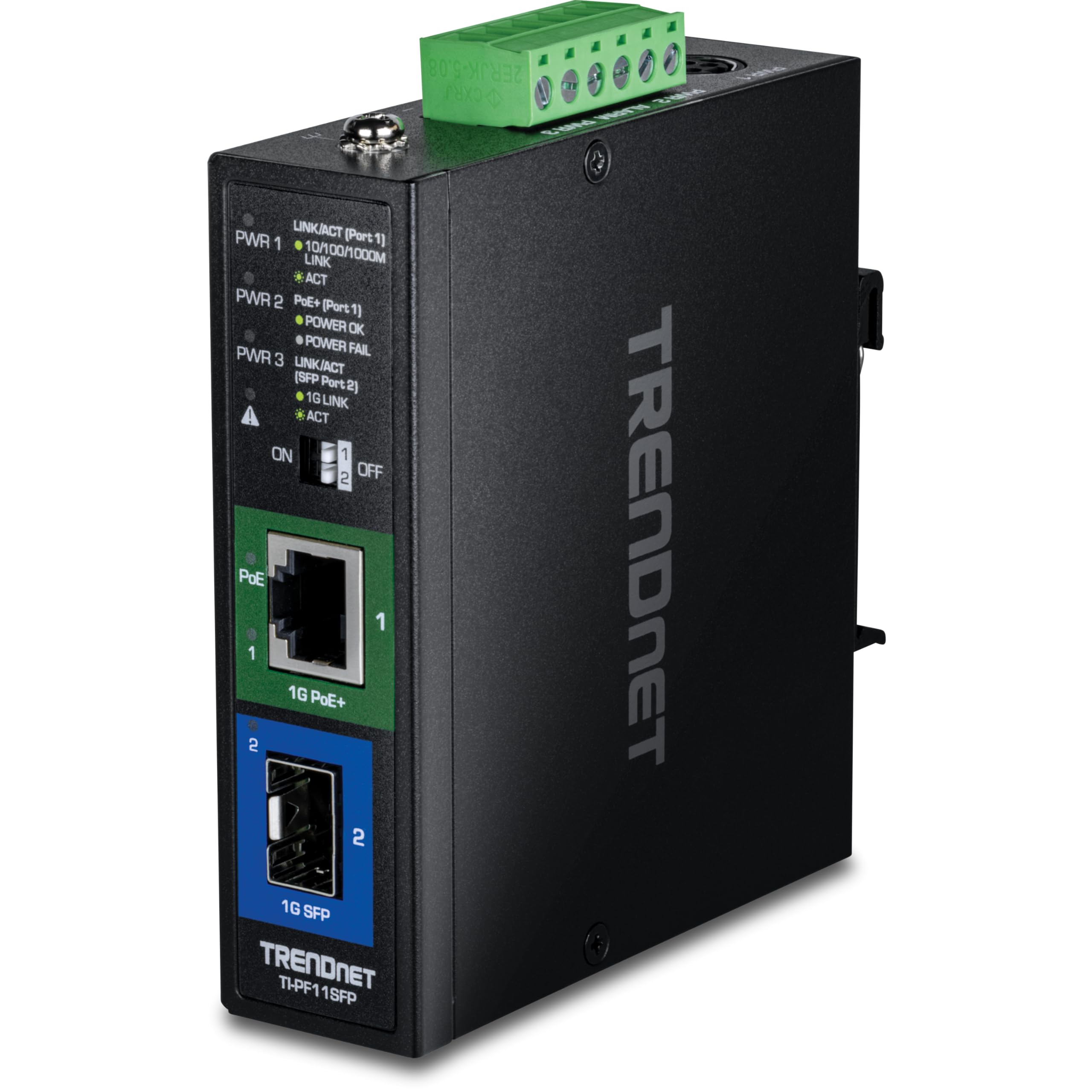 HARDENED INDUSTRIAL SFP TO GIGABIT POE+ MEDIA CONVERTER