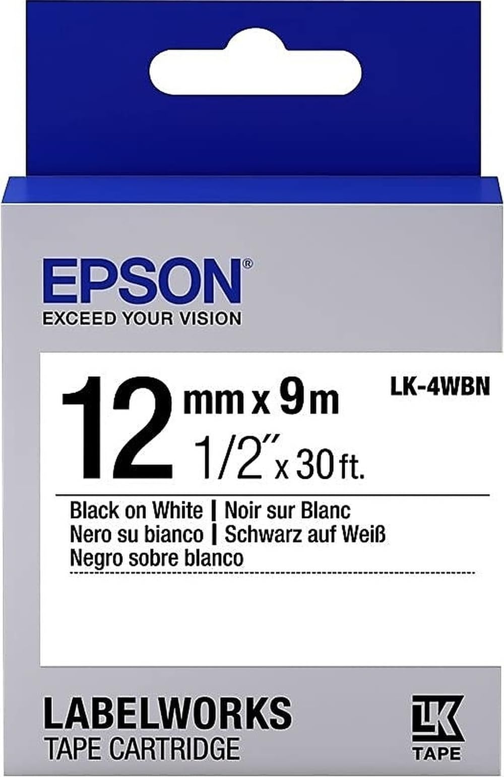 LABEL WORKS LABELS STND BLK/WHT 12MM TAPE CART
