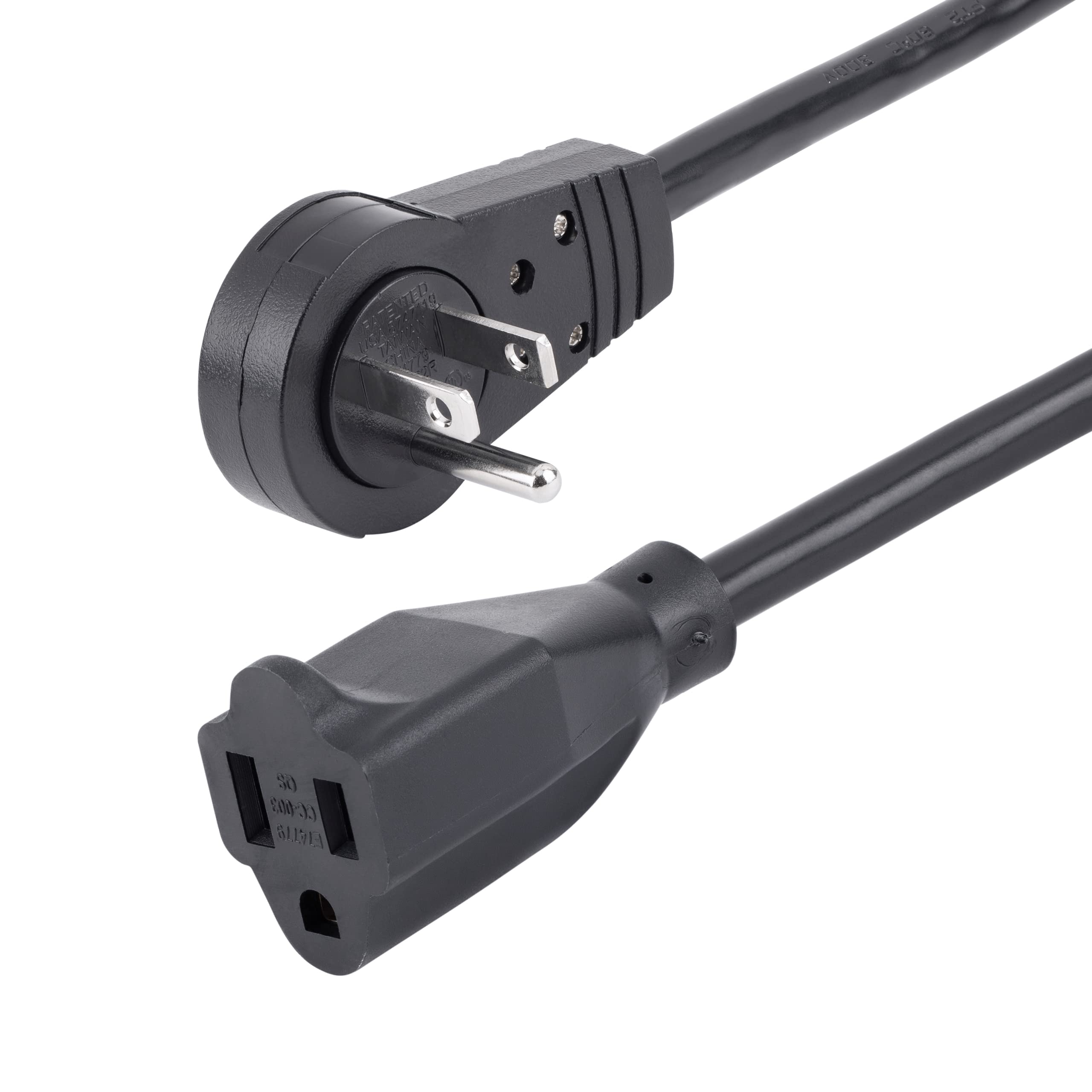 10FT POWER EXTENSION CORD NEMA  5-15P TO 5-15R ROTATING FLAT PLUG