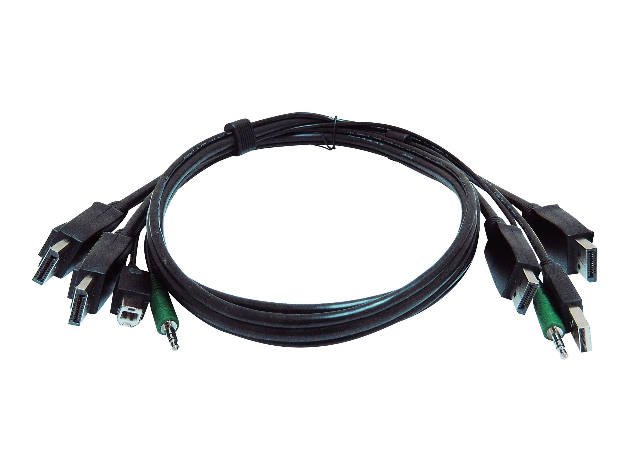 SECURE KVM CABLE - EACH END (1) USB, (1) OR (2) DISPLAYPORT, (1) 3.5MM AUDIO, EA