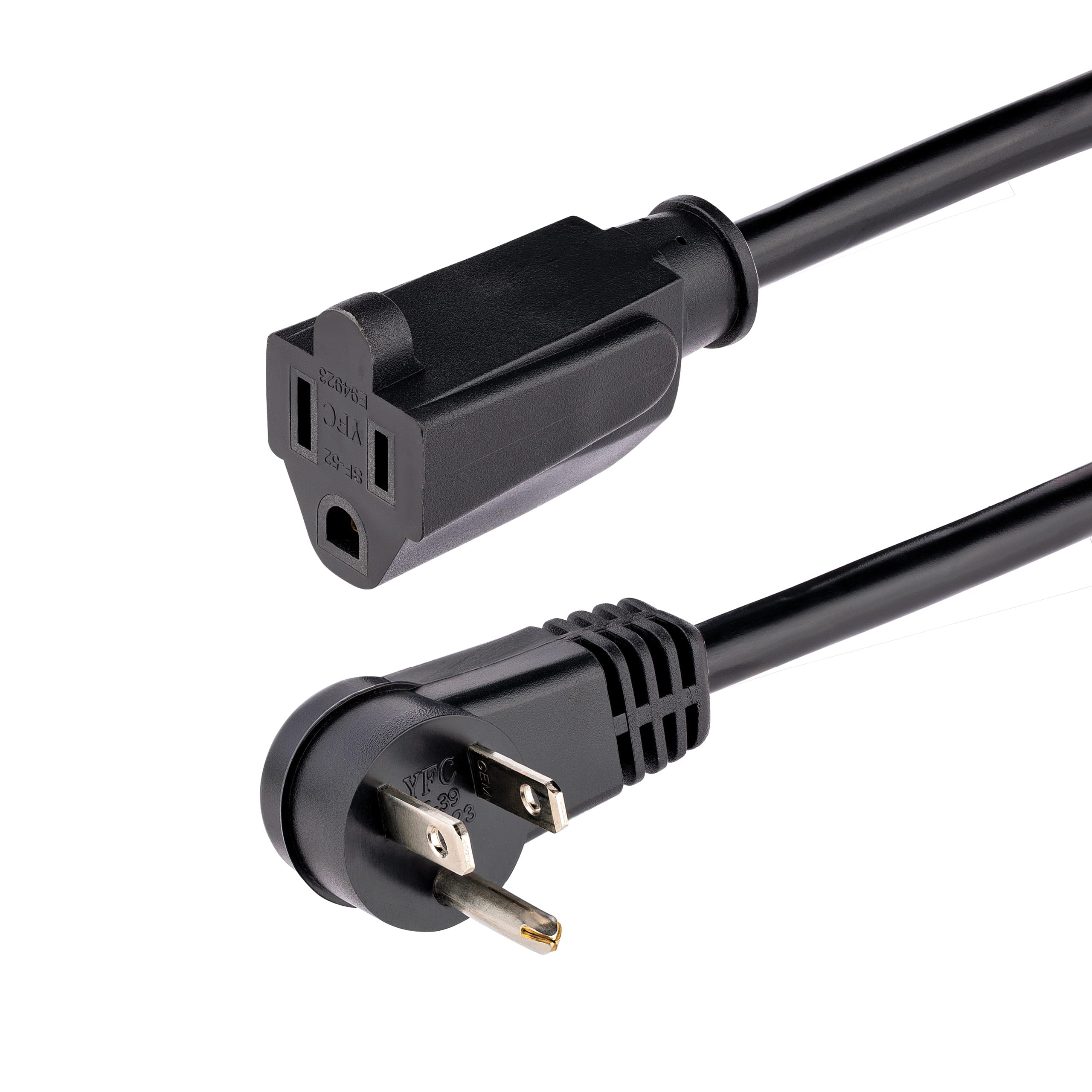 1FT POWER EXTENSION CORD RIGHT  ANGLE NEMA 5-15P TO 5-15R FLAT PLUG