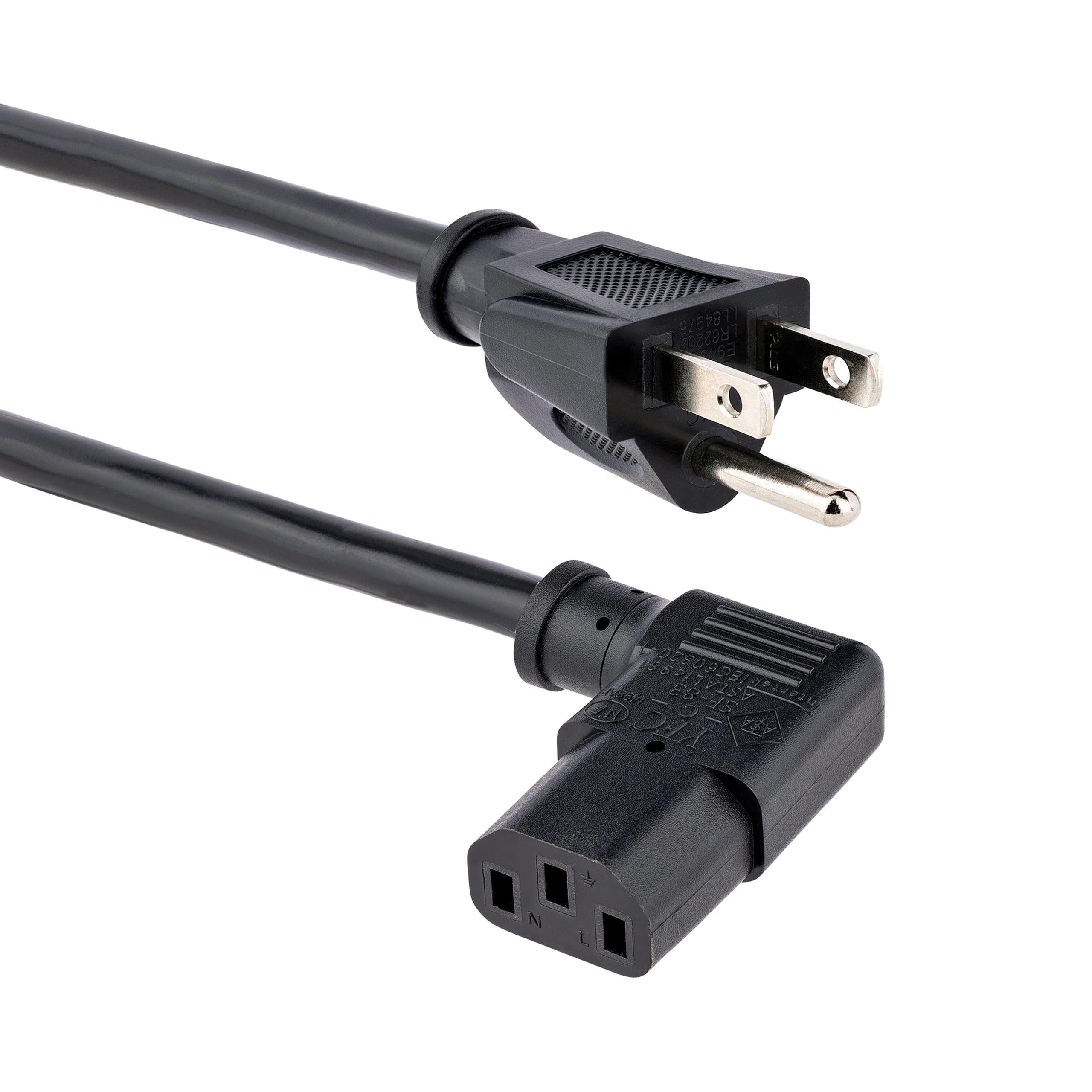 3FT COMPUTER POWER CORD NEMA    5-15P TO RIGHT ANGLE C13 POWER CORD