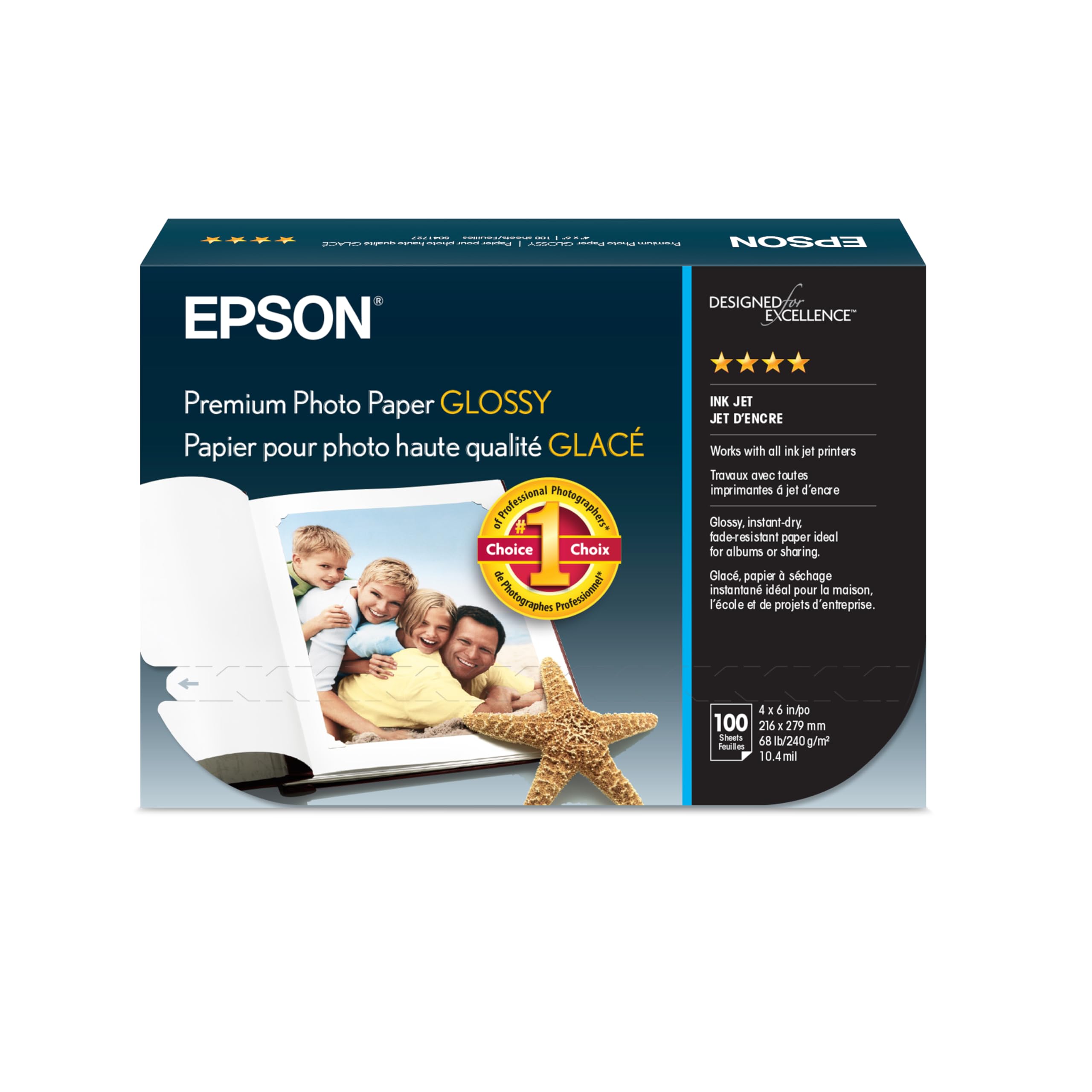 PREMIUM GLOSSY PHOTO PAPER      BORDERLESS 4X6 100 SHEETS