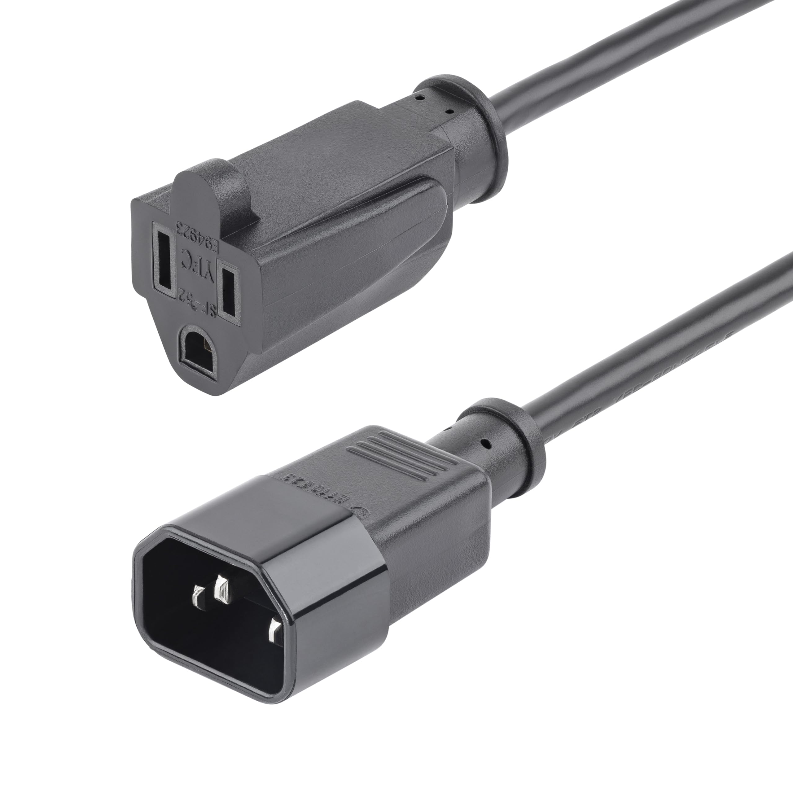 1FT COMPUTER POWER CORD C14 TO  NEMA 5-15R AC POWER MONITOR CABLE