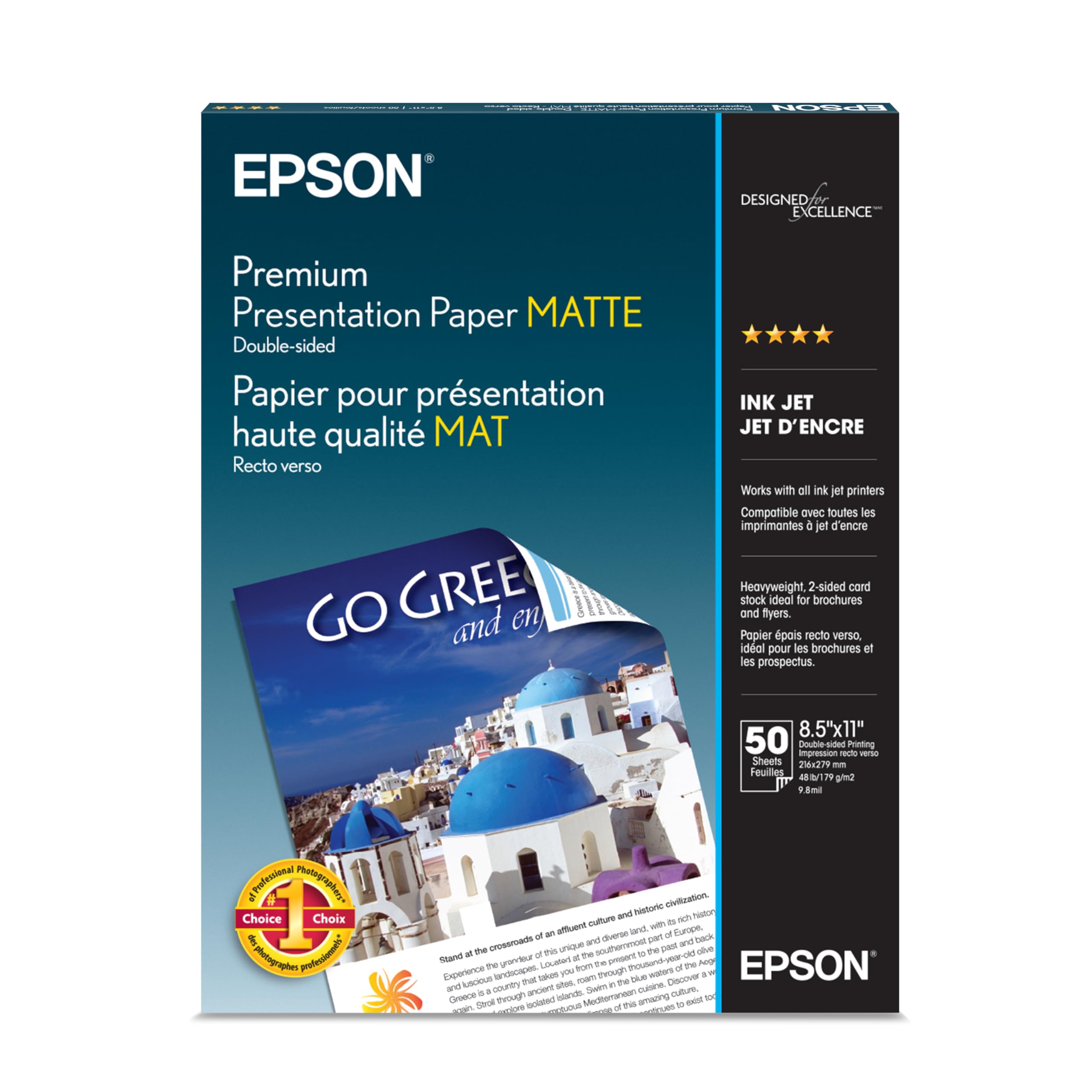 50 SHEET 8.5X11 LTR DOUBLE      SIDED MATTE PAPER FOR EPSON INKJETS