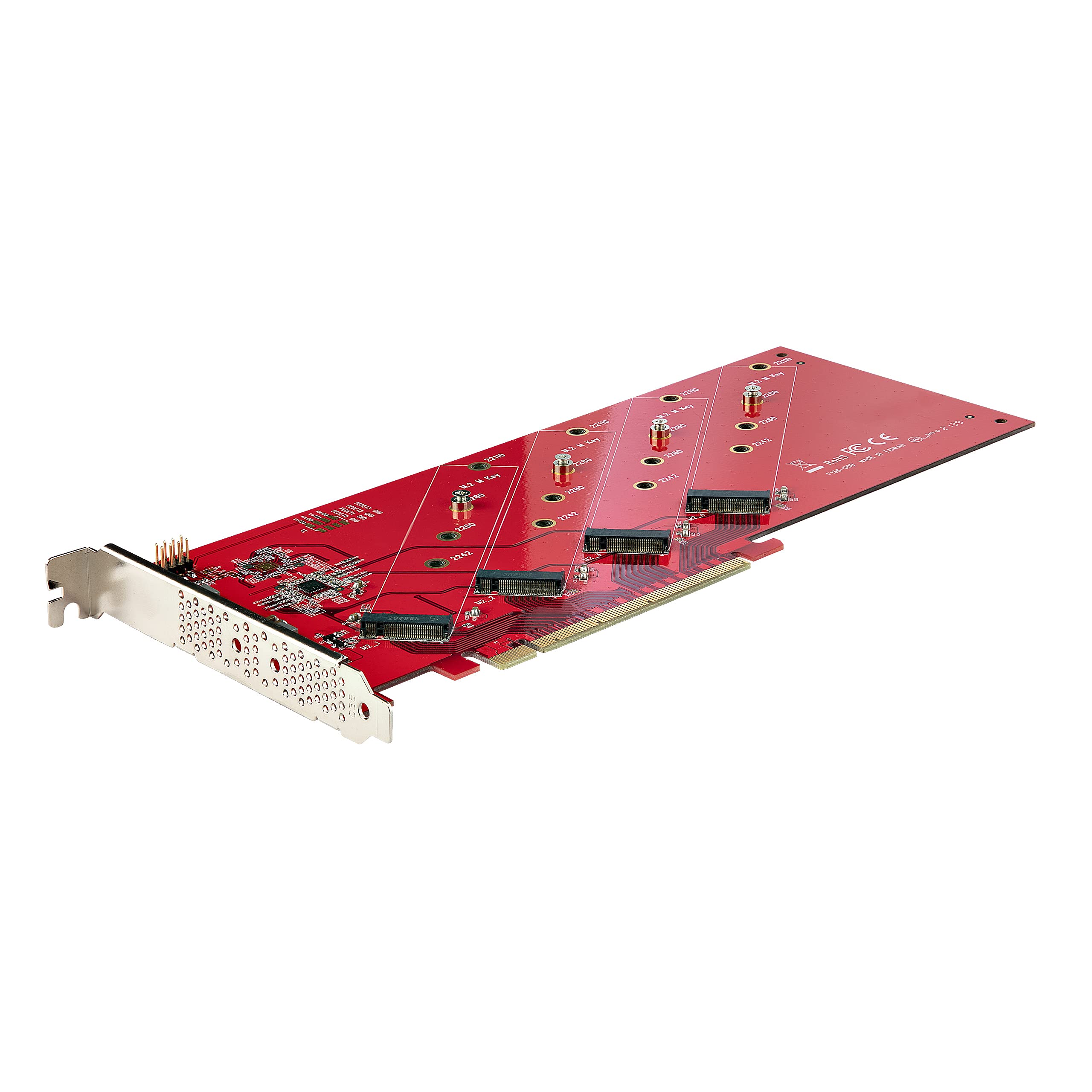QUAD M.2 PCIE ADAPTER CARD ENABLES INSTALLATION OF 4X PCIE M.2 SSDS (NVME/AHCI)