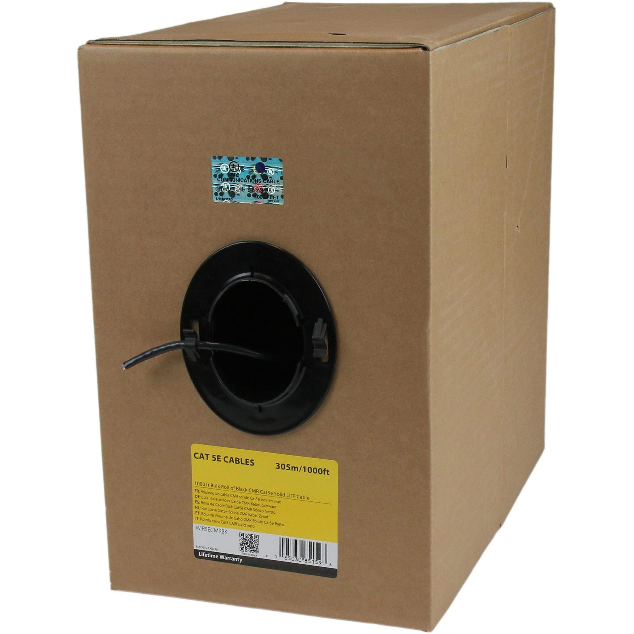 1000 FT. (304,8M) BLACK 4 PAIR UTP CAT5E CABLE FOR 1000 MBPS NETWORKS - HIGH-QUA