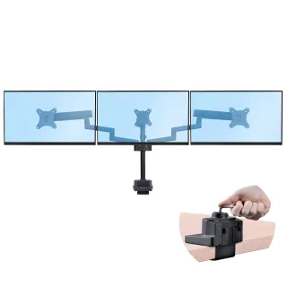 TRIPLE MONITOR DESK MOUNT FOR UP TO THREE 27IN SCREENS, VESA 75X75/100X100, TOOL