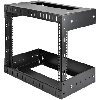 2-POST 8U OPEN FRAME NETWORK RACK WITH ADJUSTABLE DEPTH (12-20IN) - DURABLE HEAV