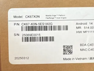 CK67 WIFI6E 4.3IN SCREEN 51-KEY ALPHANUMERIC 8GB/128GB FLEXRANGEXLR
