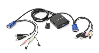 2PORT USB CABLE KVM SWITCH W/   AUDIO  MIC W/BUILT-IN BONDED CABLE