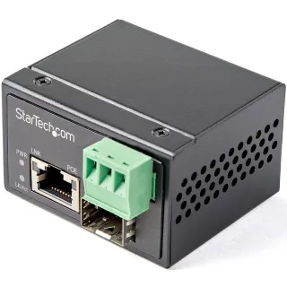 INDUSTRIAL FIBER TO ETHERNET    MEDIA CONVERTER SFP TO RJ45 POE 30W
