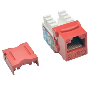 CAT6 / CAT5E 110 KEYSTONE JACK  110 STYLE PUNCHDOWN RED RJ45-F