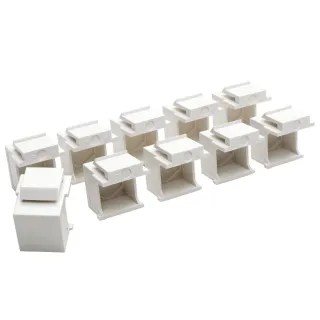 10PK KEYSTONE JACK INSERT       SNAP-IN BLANK WHITE A/V NETWORKING