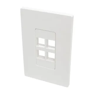 SINGLE-GANG 4-PORT WALL PLATE   KEYSTONE CAT5/6 USB HDMI DPORT RCA