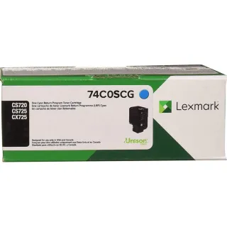 LEXMARK 74C0SCG CYAN RETURN PROGRAM TONER CARTRIDGE TAA FOR USE IN CS720,CS/CX72