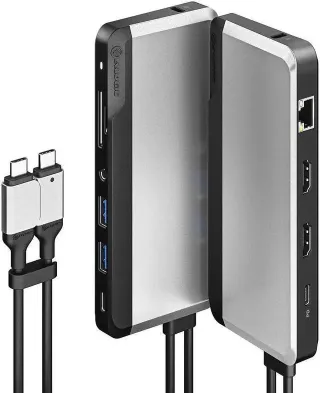 USB C MULTIPORT ADAPTER 100W PD DUAL HDMI USB HUB MINI TRAVEL DOCK