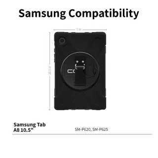 RUGGED CASE SAMSUNG TAB A8 10.5 SM-X200/X205 BLACK SHOULDER STRAP