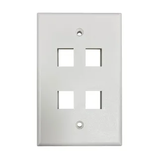 SAFE-IT WALL PLATE SINGLE-GANG  4-PORT ANTIBACTERIAL IVORY MATTE