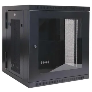 12U WALL MOUNT RACK ENCLOSURE   CABINET HINGED GLASS ACRYLIC DOOR
