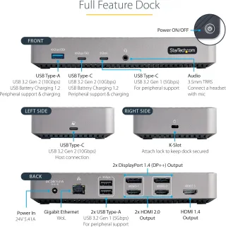 USB-C TRIPLE MONITOR DOCKING    STATION 2XHDMI AND/OR DP GBE