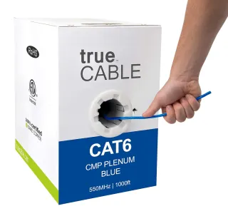 1000FT CAT6 CABLE PLENUM CMP    SOLID WIRE NETWORK RJ45 SPOOL BLUE