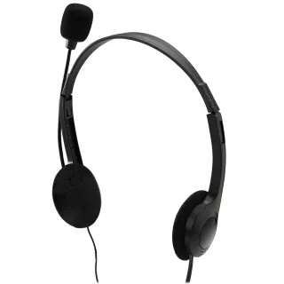 STEREO HEADSET W/ MICROPHONE    3.5MM CONN INLINE VOL CONTROL