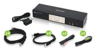 4-PORT DISPLAYPORT 1.2 KVMP SWITCH WITH USB 3.1 GEN1 HUB AND AUDIO (TAA COMPLIAN