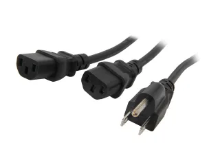 6FT COMPUTER POWER CORD NEMA    5-15P TO DUAL C13 AC POWER CABLE