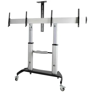 ROLLING TV STAND DUAL TV CART   MOBILE DISPLAY CART VESA MOUNT